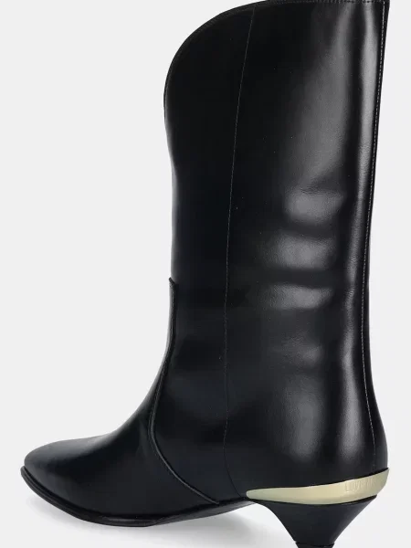 Kožené kotníkové boty Love Moschino na malém černá