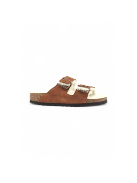 Klapki BIRKENSTOCK Arizona Shearling SL Narrow mink brązowe