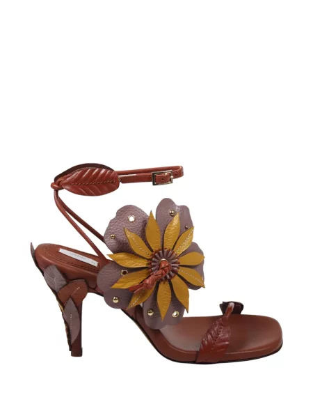 Sandale Zimmermann din piele cu model floral maro