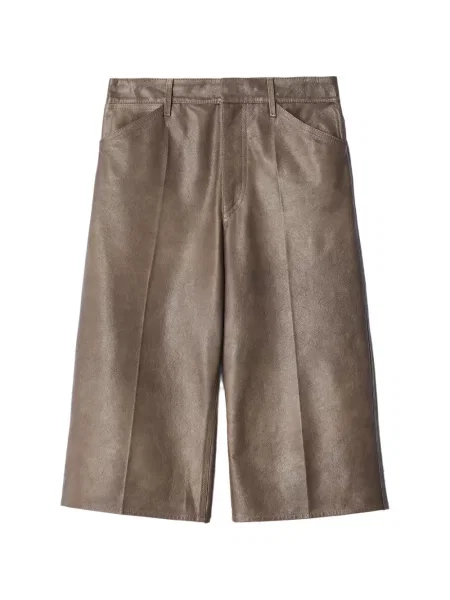 Pantaloni scurți Lemaire din piele maro