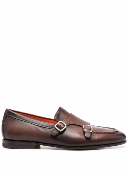 Pantofi monk Santoni din piele maro