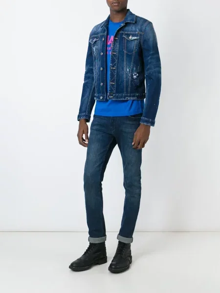 Geacă de blugi Dsquared2 zdrențuiți albastru