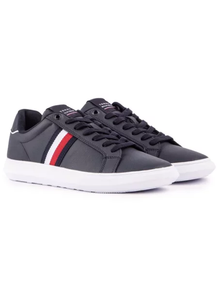 Sneakersy Tommy Hilfiger skórzane w paski niebieskie