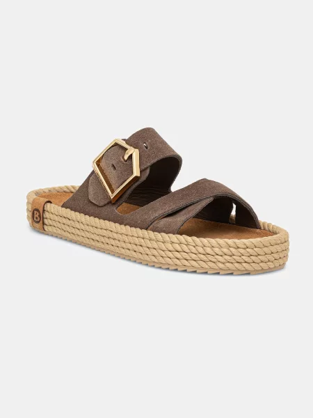 Bohonomad papuci espadrile de femei din piele întoarsă Sevilla maro