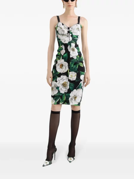 Gėlėta raštuota kostiumas mini suknelė Dolce & Gabbana juoda