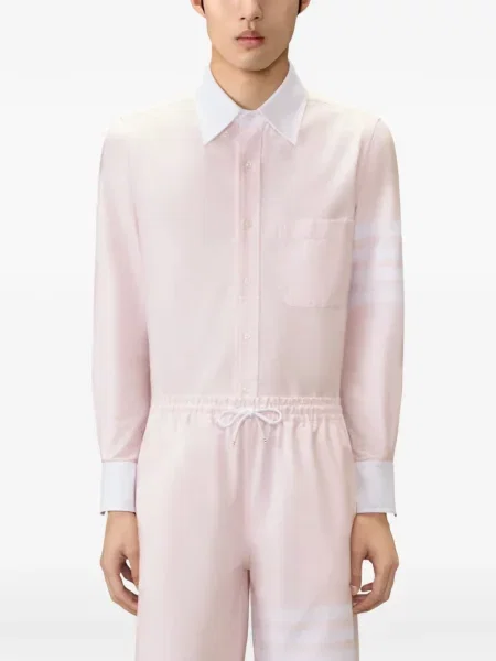 Cămașă Thom Browne din țesătură twill roz