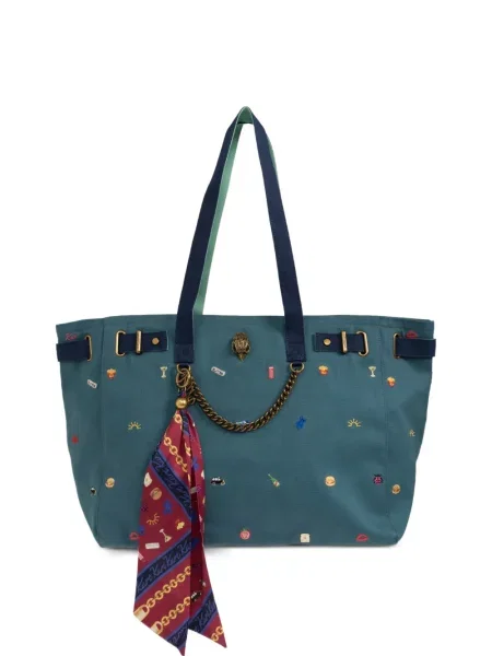 Geantă shopper Kurt Geiger London cu broderie verde