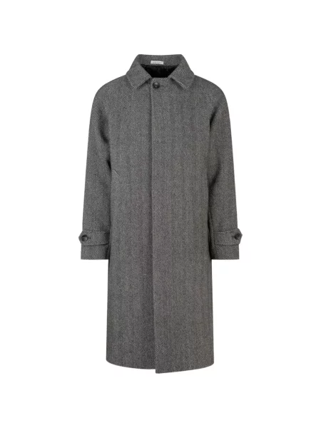 Palton Breras Milano cu model herringbone gri