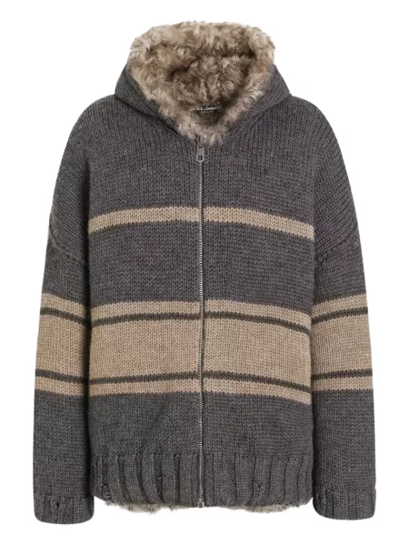 Суичър с качулка Dolce & Gabbana на райета сиво