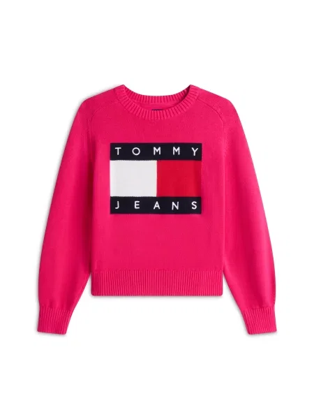 Tommy Jeans Pulover bleumarin / roz / roșu alb