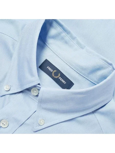 Koszula Fred Perry z logo z kołnierzem z twillu niebieska