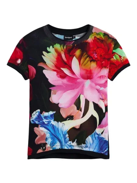 Desigual Tricou Multiflowers Lacroix negru