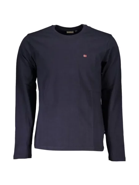 Lung tricou Napapijri cu autograf albastru