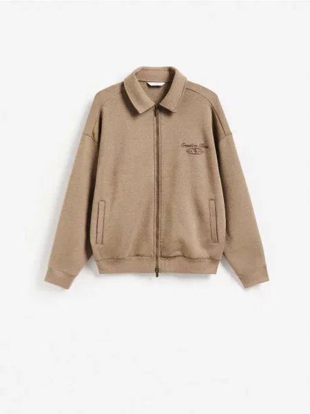 Reserved Rozpinana bluza z kołnierzem beżowy