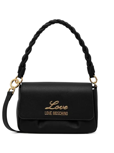 Geantă Love Moschino țesută cu autograf negru