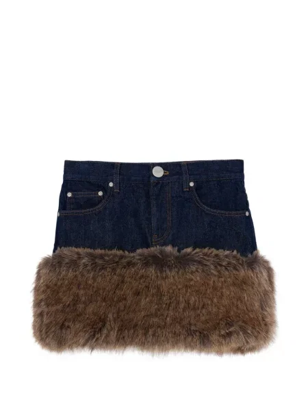 Fustă din denim Marc Jacobs cu blană albastru