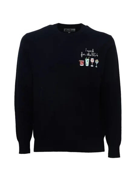 Pulover Mc2 Saint Barth cu broderie de lână albastru