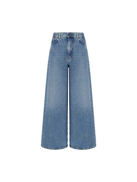 Weekend Max Mara Jeansy Abete Granatowy Wide Leg niebieskie