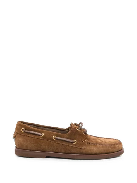 Pantofi loafer Gianvito Rossi cu șireturi din dantelă maro