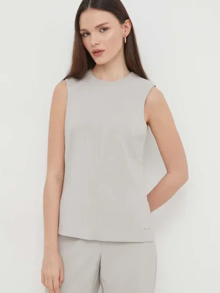 Блуза Calvin Klein с изчистен дизайн сиво