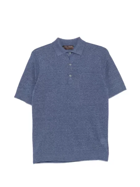 Scurt tricou polo Filippo De Laurentiis tricotate albastru