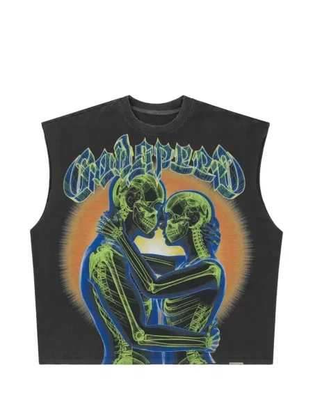Tricou Godspeed fără mâneci cu imagine negru