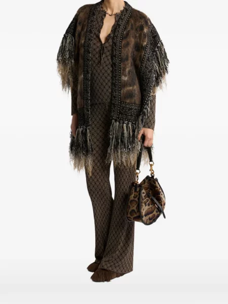 Geacă Etro cu model leopard din jacard maro