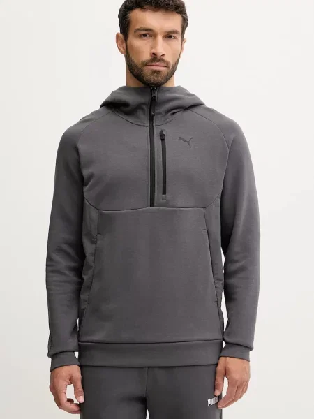 Dukserica Puma PUMATECH s kapuljačom bez uzorka siva