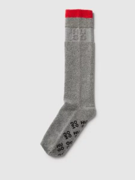 Skarpety z detalami z logo model ‘HOMESOCK’ Hugo szare