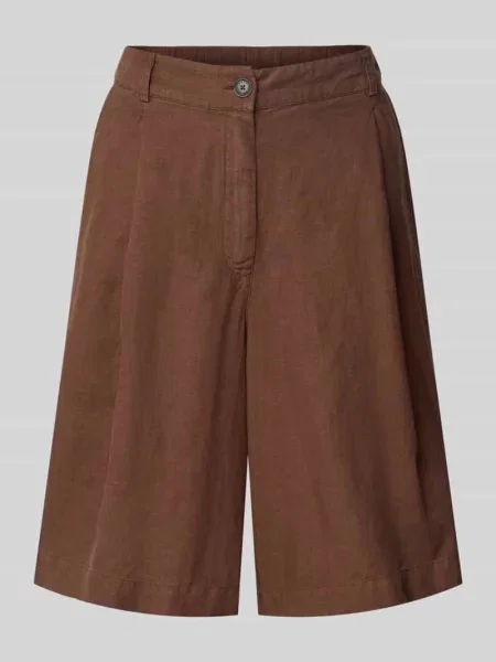 Bermudy z lnu z lamowanymi Maerz Muenchen brązowe