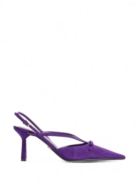 Pantofi cu toc Prada din piele de căprioară slingback violet
