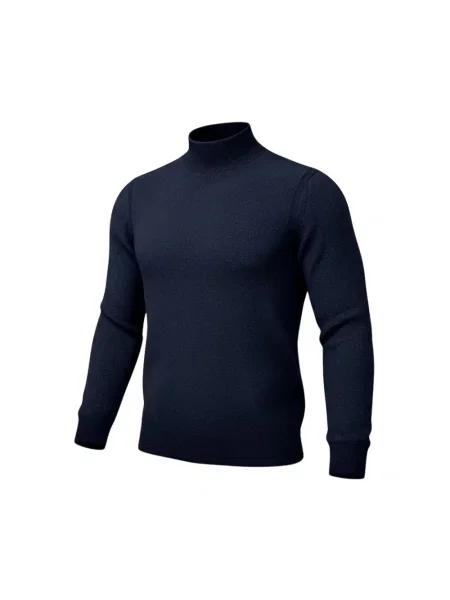 Sweter z golfem Roberto Collina z kaszmiru niebieski