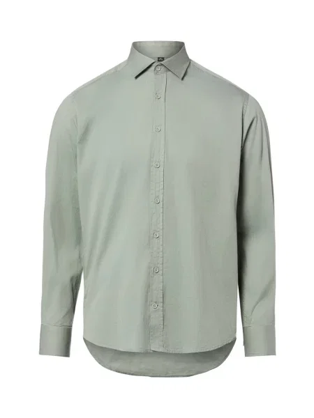Nils Sundström koszula casual Mężczyźni Modern Fit jednolity S zielony