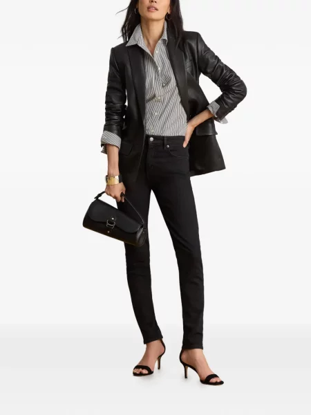 Skinny τζιν Lauren Ralph Lauren με ψηλή μέση μαύρο