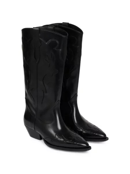 Botine Sandro cu broderie din piele negru