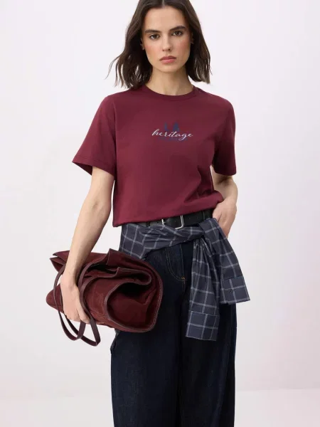 Trendyol Tricou bleumarin / roșu bordeaux alb