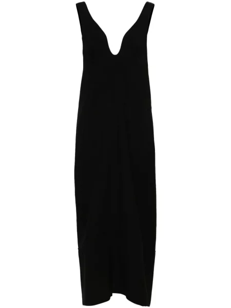 Rochie maxi Jil Sander de lână de costum negru