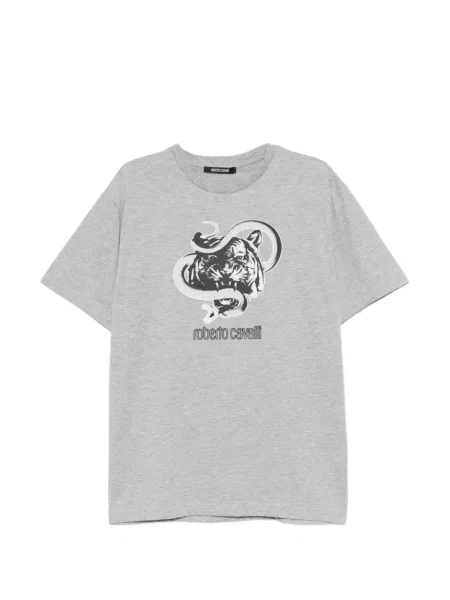 Tricou Roberto Cavalli cu imagine cu decolteu rotund gri