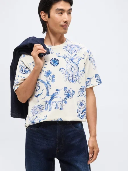 SCOTCH & SODA Tričko krémová / námornícka modrá / kráľovská modrá béžová
