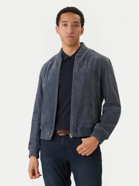 BOSS Geacă de piele H-Muller albastru