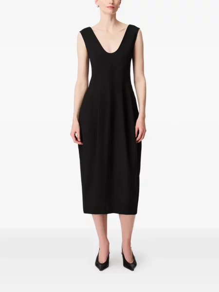 Rochie midi Another Tomorrow fără mâneci negru