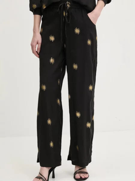 Kalhoty Never Fully Dressed Gold Sun Elissa široké high waist černá