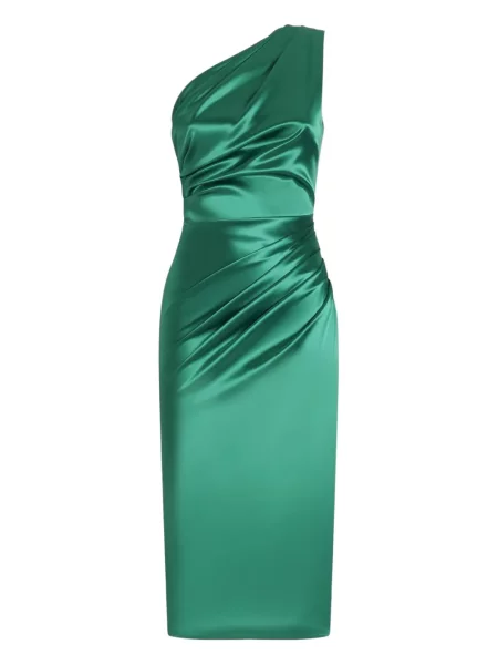 Rochie midi Dolce & Gabbana drapată până la genunchi cu un umăr gol verde