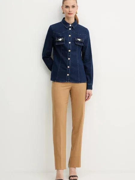 Fracomina Bluzki i koszule Kobieta XS Denim Camicia slim in denim con lavaggio medio niebieski