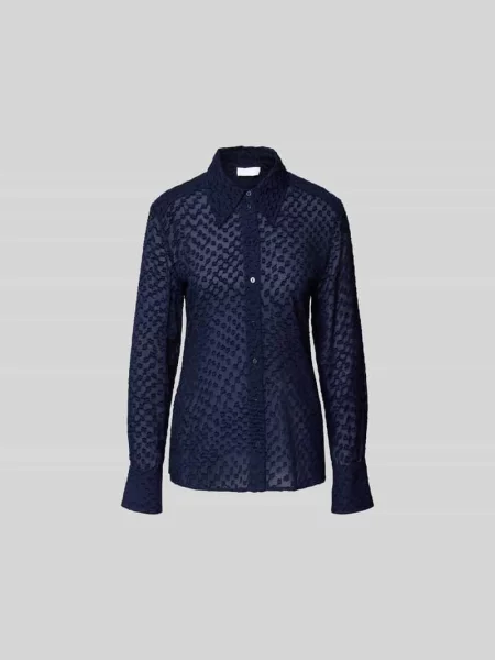 Bluzka koszulowa o kroju slim fit z kołnierzykiem Lala Berlin granatowa