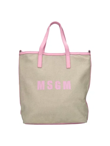Shopperka Msgm skórzana różowa