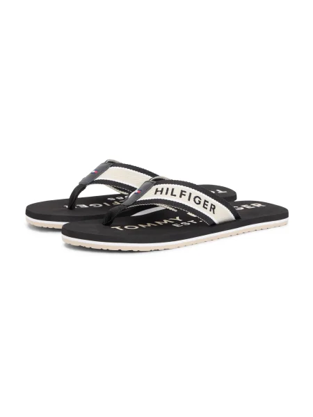 TOMMY HILFIGER Flip-flops / alb negru