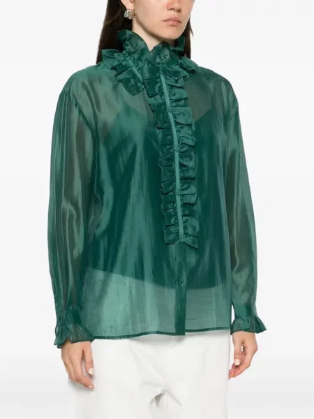 Bluză Twinset cu volane verde