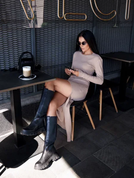 Платье миди Jadone Fashion бежевое