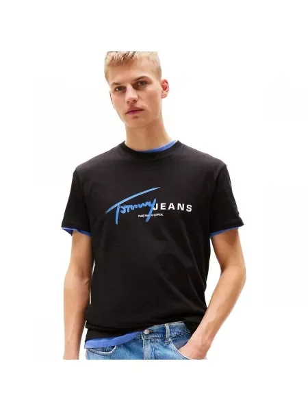 Rövid póló Tommy Jeans fekete